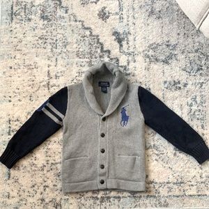 Ralph Lauren Grey and Navy Blue Cardigan boys